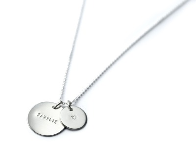 MAXI DUO - Individualisierte Halskette mit handgestempeltem Namen Spitznamen Geburtsdatum Geburtsgewicht oder Wunschtext 925er Silber