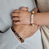 Papa und Kind Armband personalisiert | mit Holzperlen