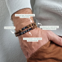 Papa Armband personalisiert | mit Sandelholz - Perlen 2