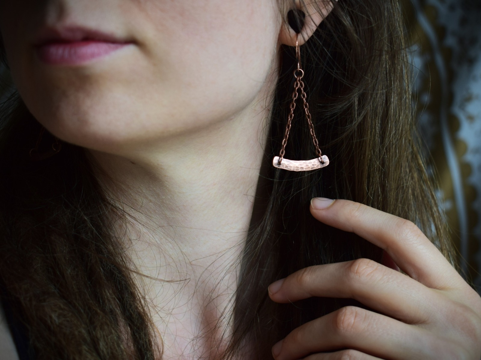 sichelförmige Wikinger Ohrringe aus Kupfer 2