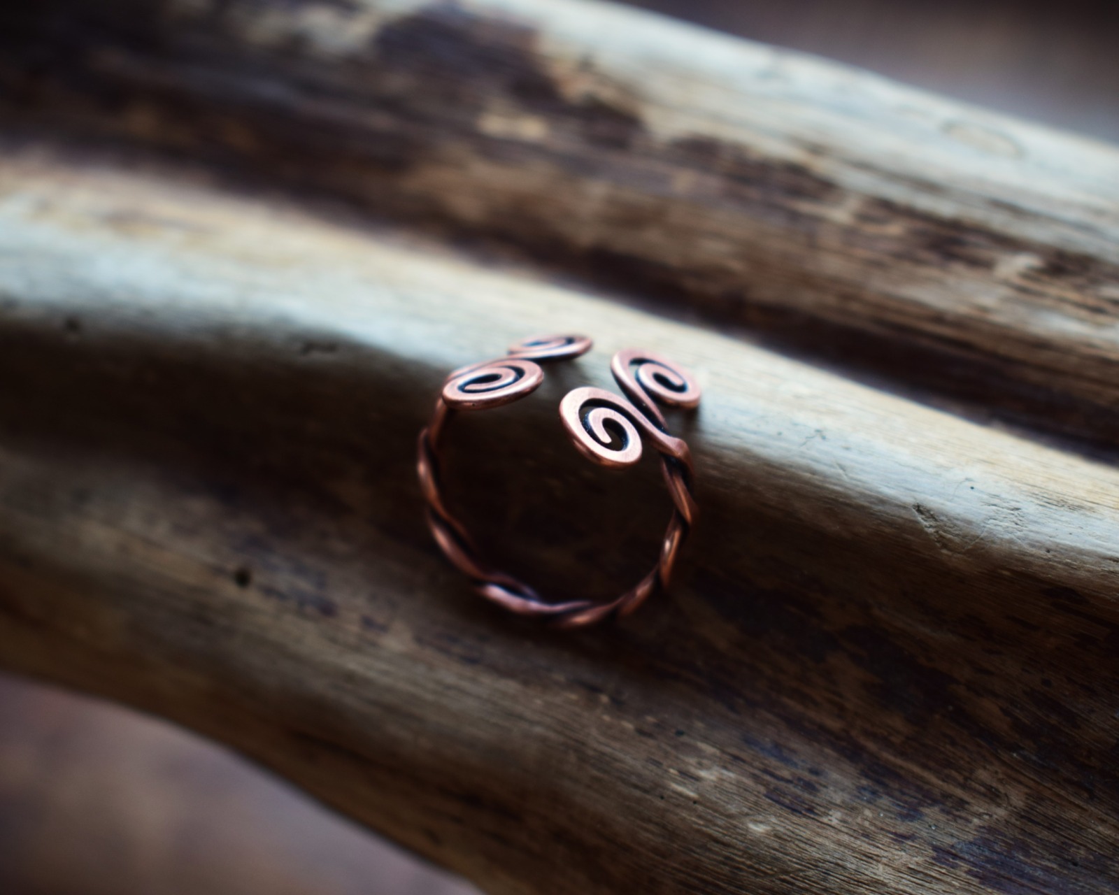 keltischer Fingerring aus Kupfer mit Spiralen für Ringgröße 60 6