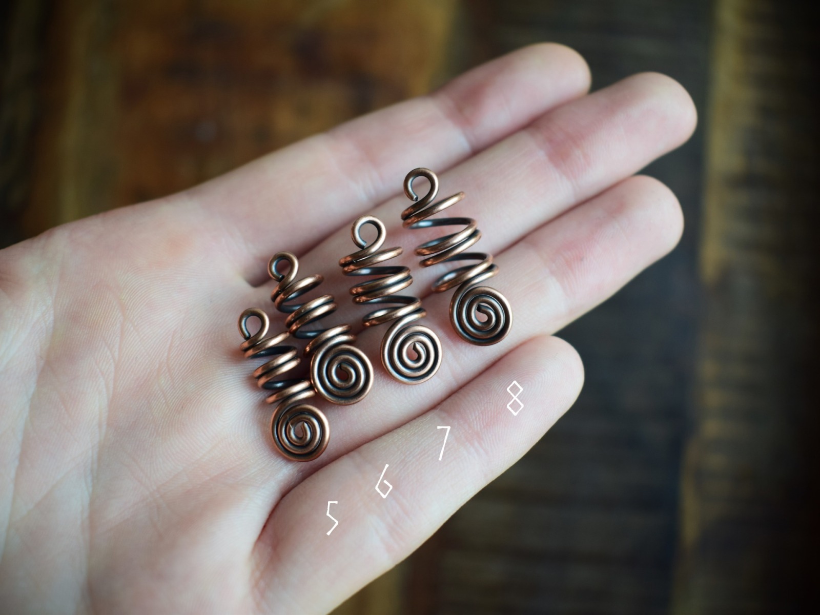 Wikinger Haarperle / Dreadspirale aus Kupfer von 5mm bis 8mm Durchmesser