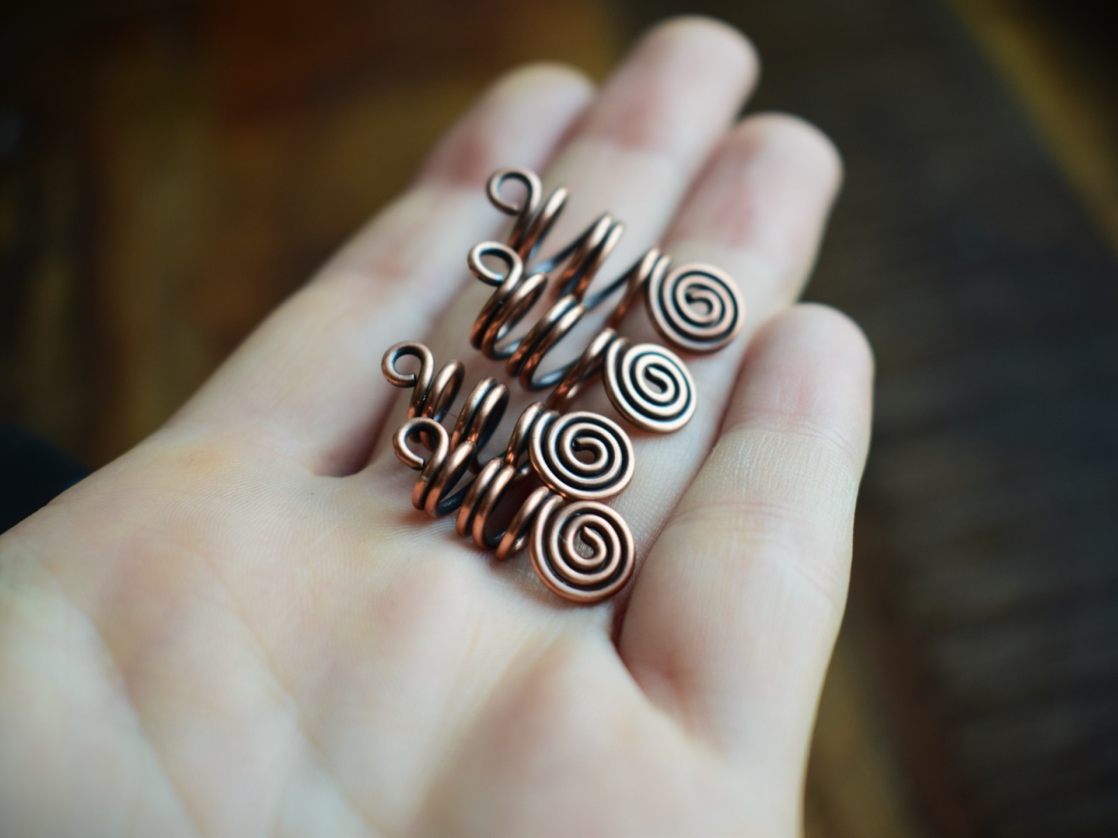 Wikinger Haarperle / Dreadspirale aus Kupfer von 5mm bis 8mm Durchmesser 2