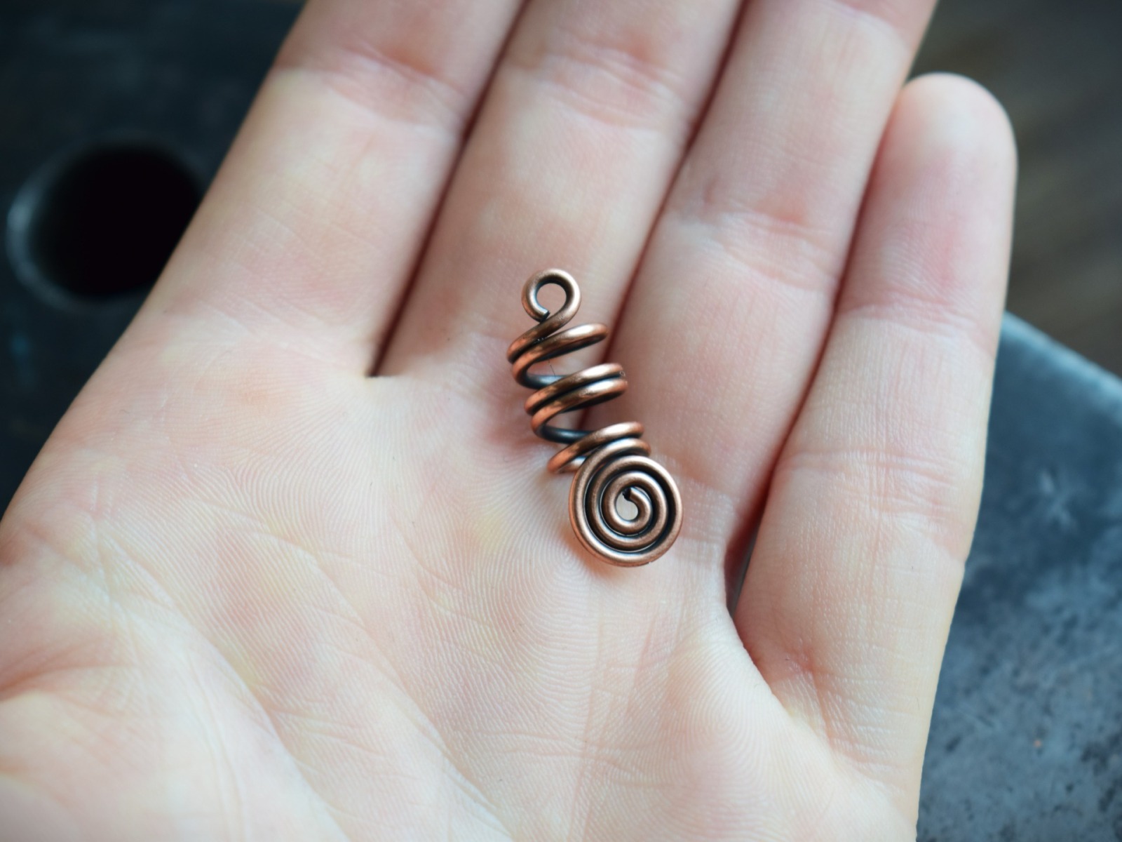 Wikinger Haarperle / Dreadspirale aus Kupfer von 5mm bis 8mm Durchmesser 5