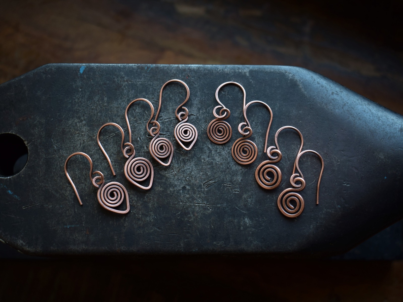keltische Spiral Ohrringe aus Kupfer, klein 9