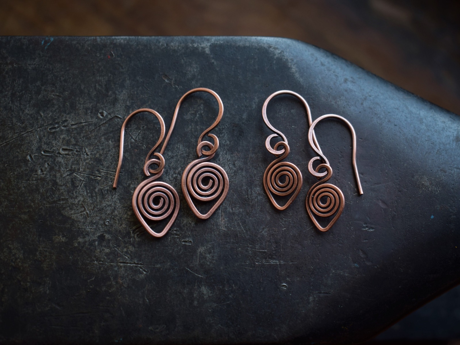 keltische Spiral Ohrringe aus Kupfer, klein 8