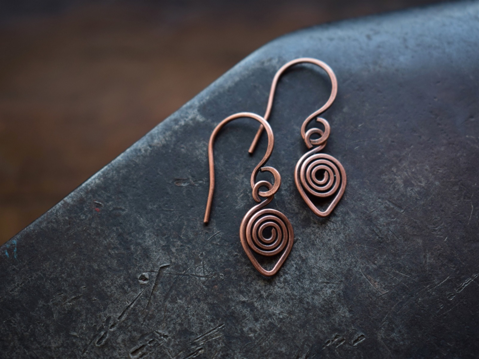keltische Spiral Ohrringe aus Kupfer, klein