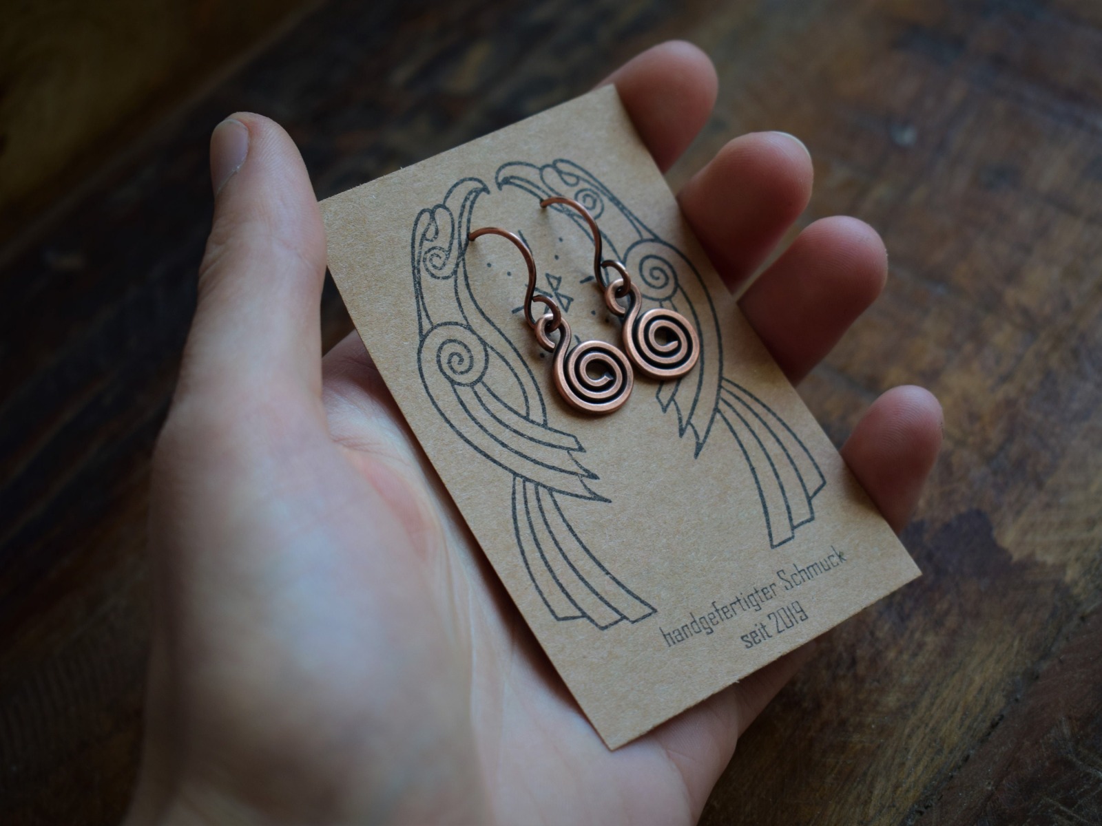 keltische Spiral Ohrringe aus Kupfer, grob 6