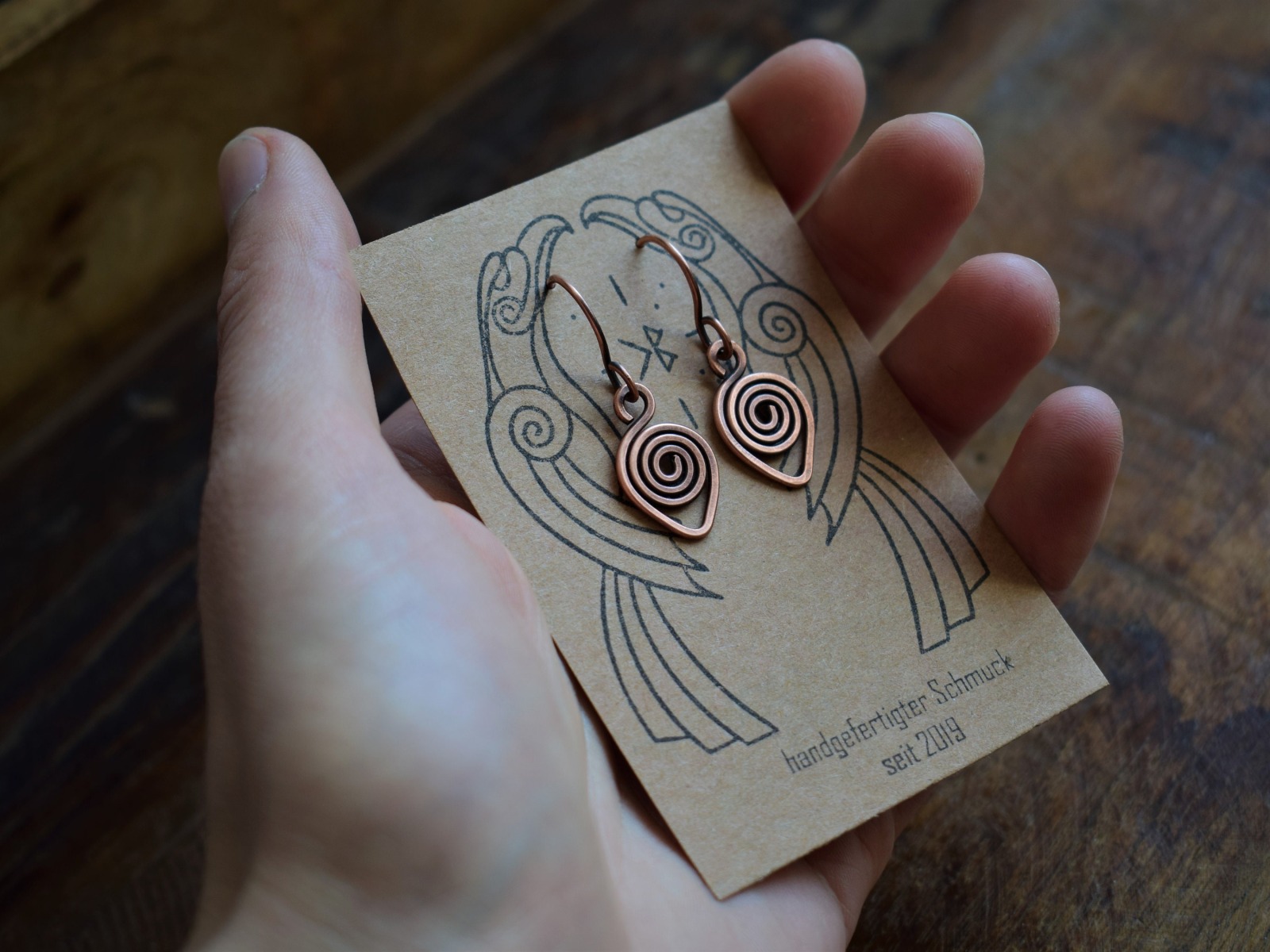 keltische Spiral Ohrringe aus Kupfer, groß 7
