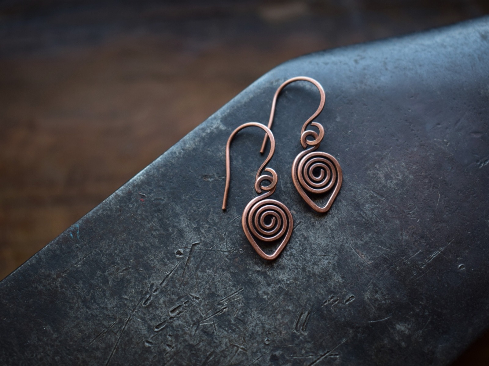 keltische Spiral Ohrringe aus Kupfer, groß