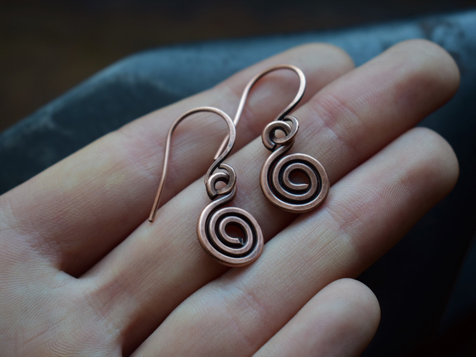keltische Spiral Ohrringe aus Kupfer, grob 2