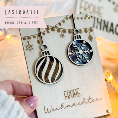 2er Set Weihnachtskarten Geldgeschenk - Laserdatei