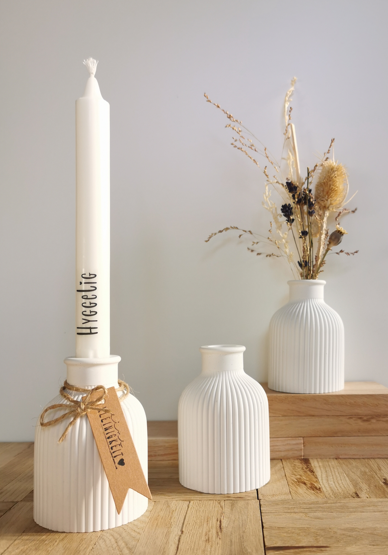 Vase und Kerzenhalter in einem, Kombi für Trockenblumen und Stabkerzen, Raysin
