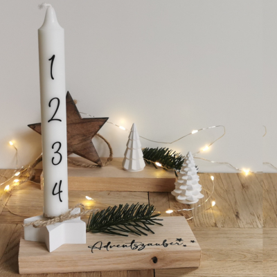 Advent To Go, Adventskranz minimalistisch, Kerze, Sternkerzenhalter aus Raysin, Geschenkideen zur Ad