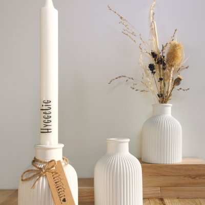 Vase und Kerzenhalter in einem, Kombi für Trockenblumen und Stabkerzen, Raysin