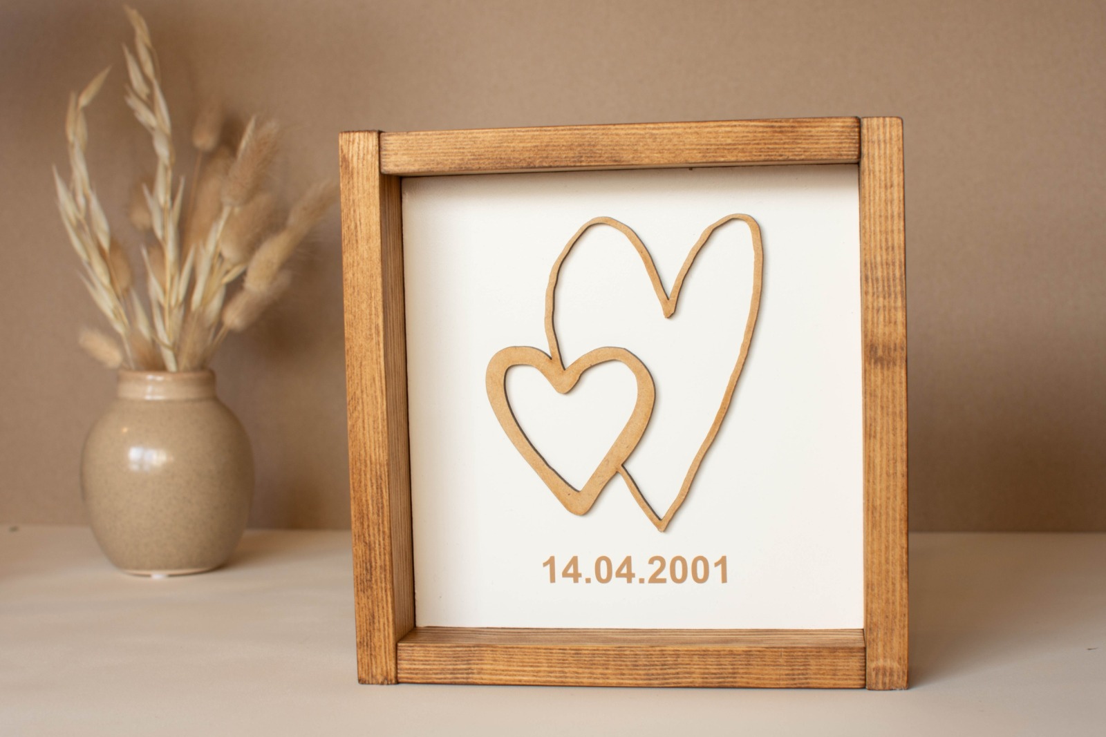 3D Holzschild - Herz in Herz aus euren eigenen Handschriften