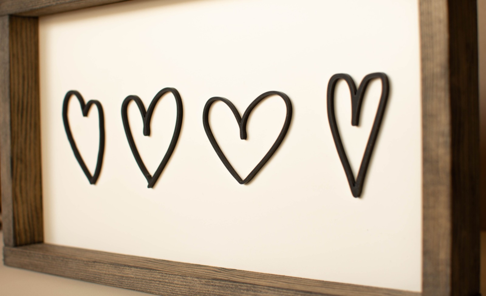 3D Holzschild - Handschrift deiner Familie in Form von selbst gezeichneten Herzen