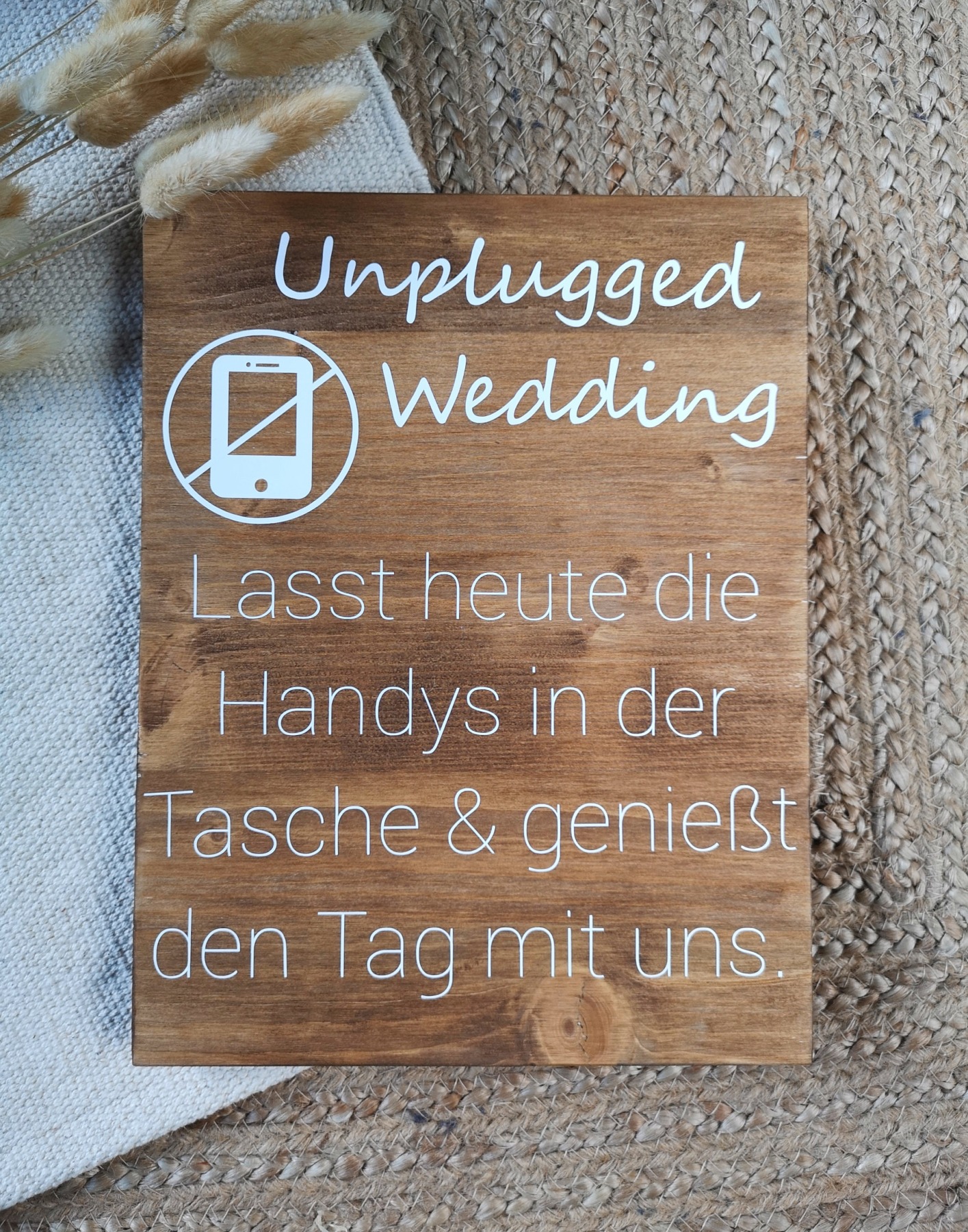 Holzschild Unplugged Wedding 2