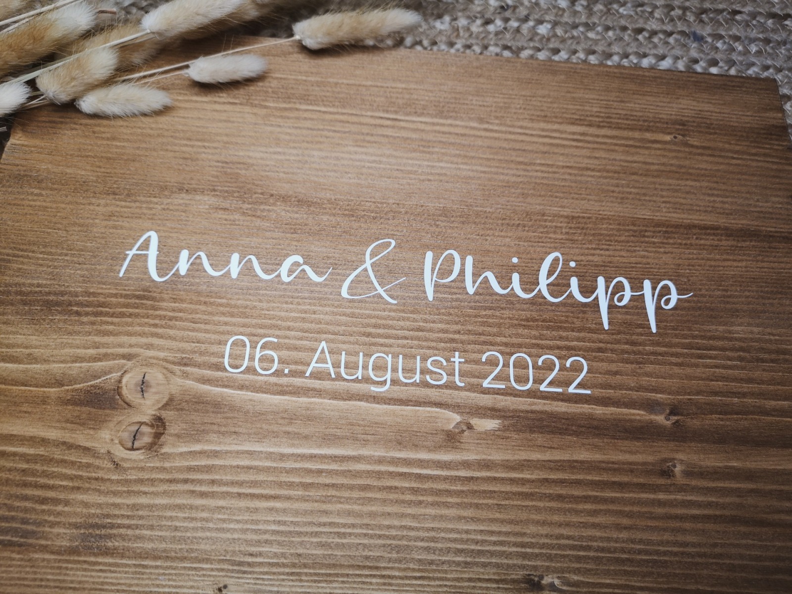 personalisiertes Willkommensschild zur Hochzeit, Alternatives Gästebuch aus Holz