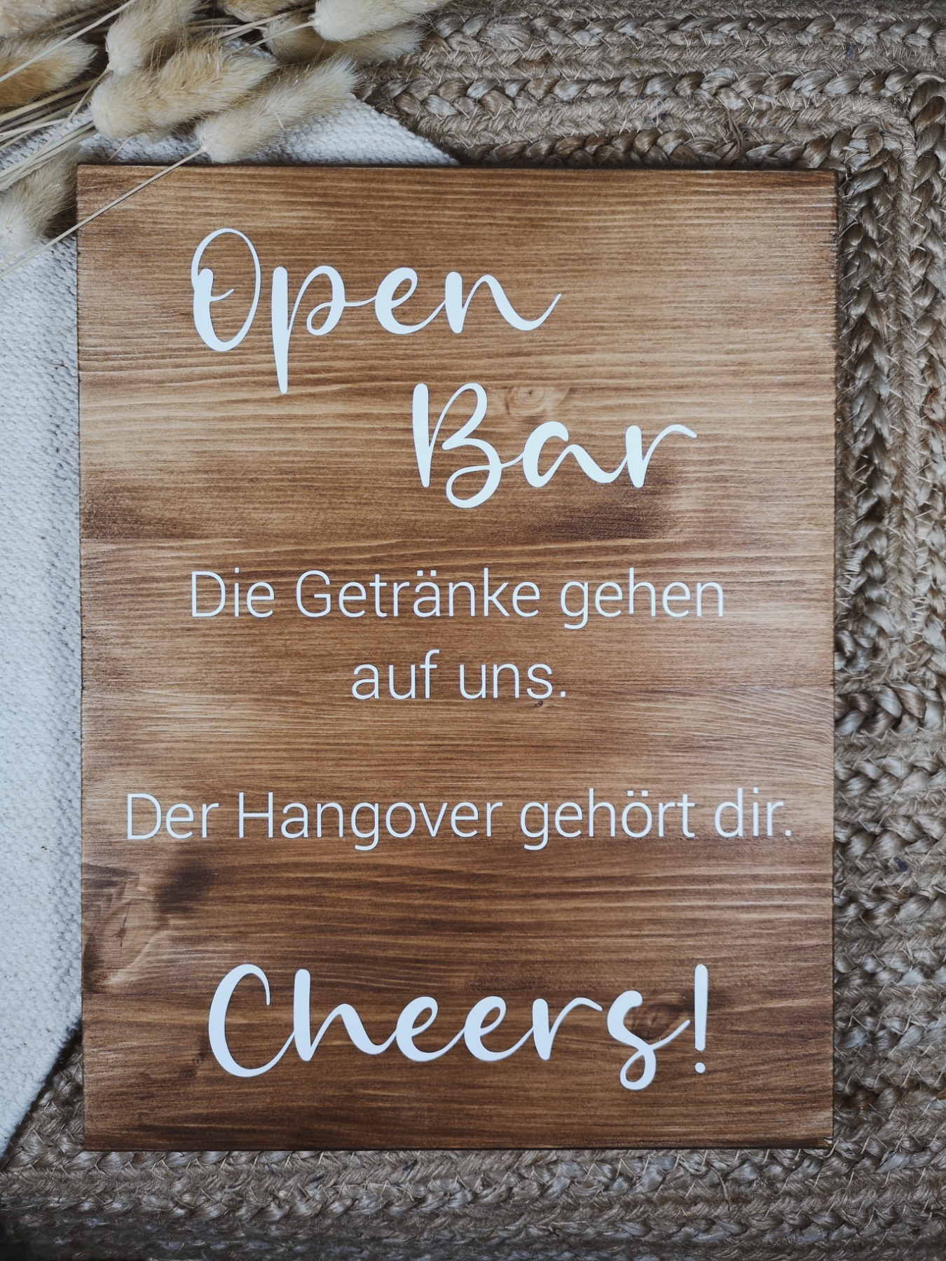Holzschild Open Bar - Hangover gehört dir