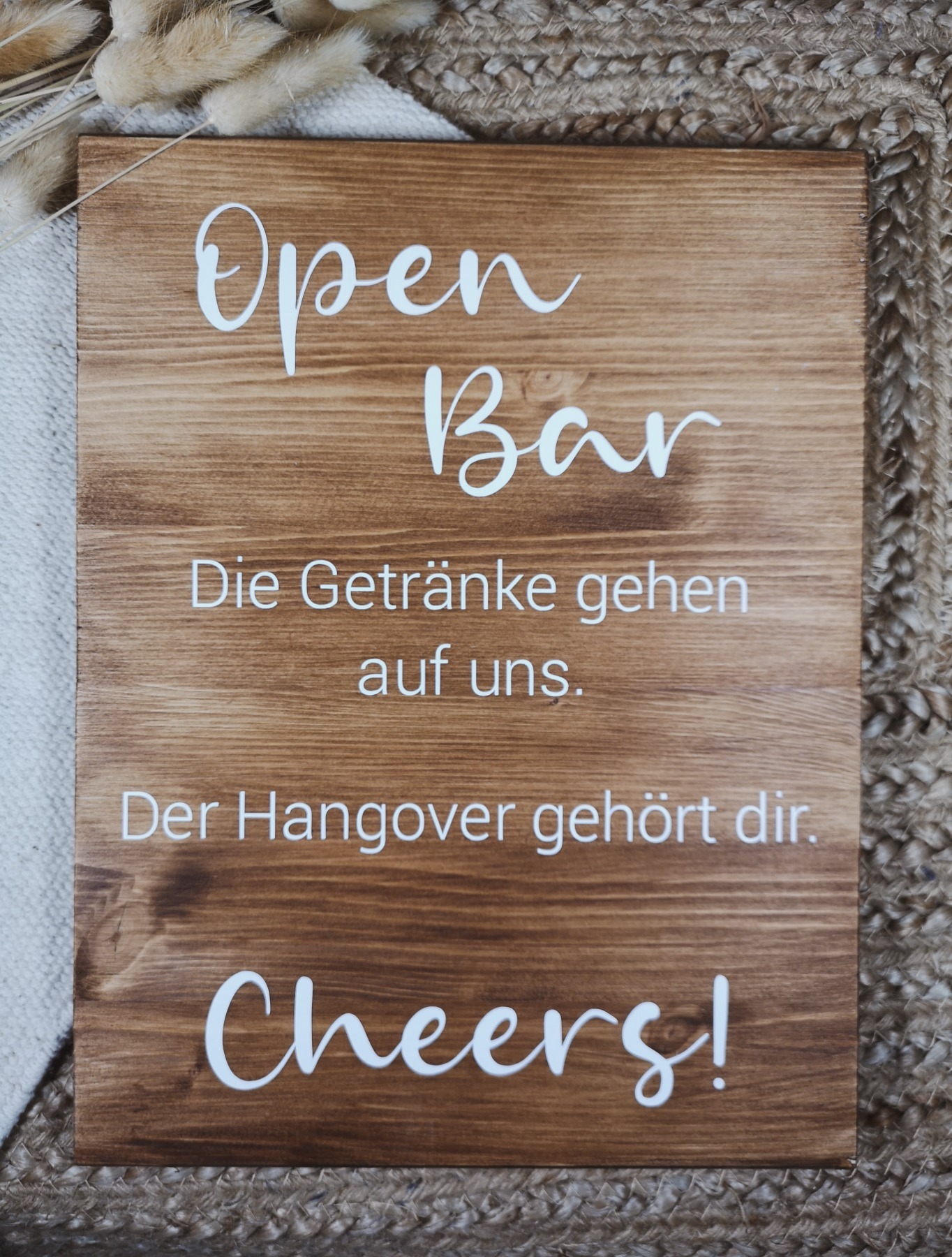 Holzschild Open Bar - Hangover gehört dir 4