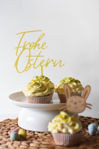 Cake Topper Frohe Ostern - Acryl gelb oder Natur Holz 4