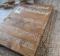 Holzschild Unplugged Wedding 3