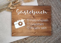 Holzschild Gästebuch - deutsche Version