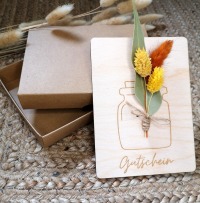 Holzkarte Trockenblume - Individuelle Gestaltung mit Geschenkbox 5