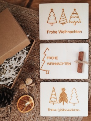 Holzkarte zu Weihnachten - verschiedene Motive
