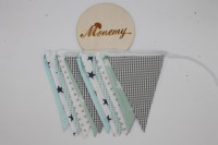 Wimpelkette mint grau weiß / Kinderzimmerdeko / Stoffgirlande 3