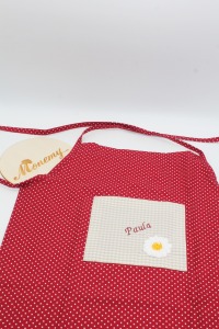 Kinderschürze dunkelrot beige Gänseblümchen mit Namen personalisiert / Schürze für Kinder /