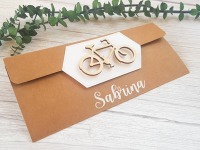 Geschenkverpackung Fahrrad, Reisegutschein verpacken, mit Namen - personaliert
