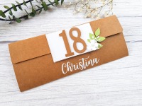 Geldgeschenk zum 18. Geburtstag , Gutscheinverpackung Umschlag für Geld, Wunschbox, Geschenkverpack