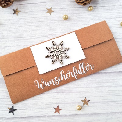 Gutscheinverpackung für Weihnachten, Wunscherfüller personalisiert mit Wunschtext -