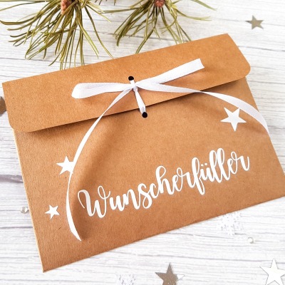 Umschlagverpackung für Geldgeschenke oder Gutcheine, Weihnachten, Geburtstag - personalisiert mit W
