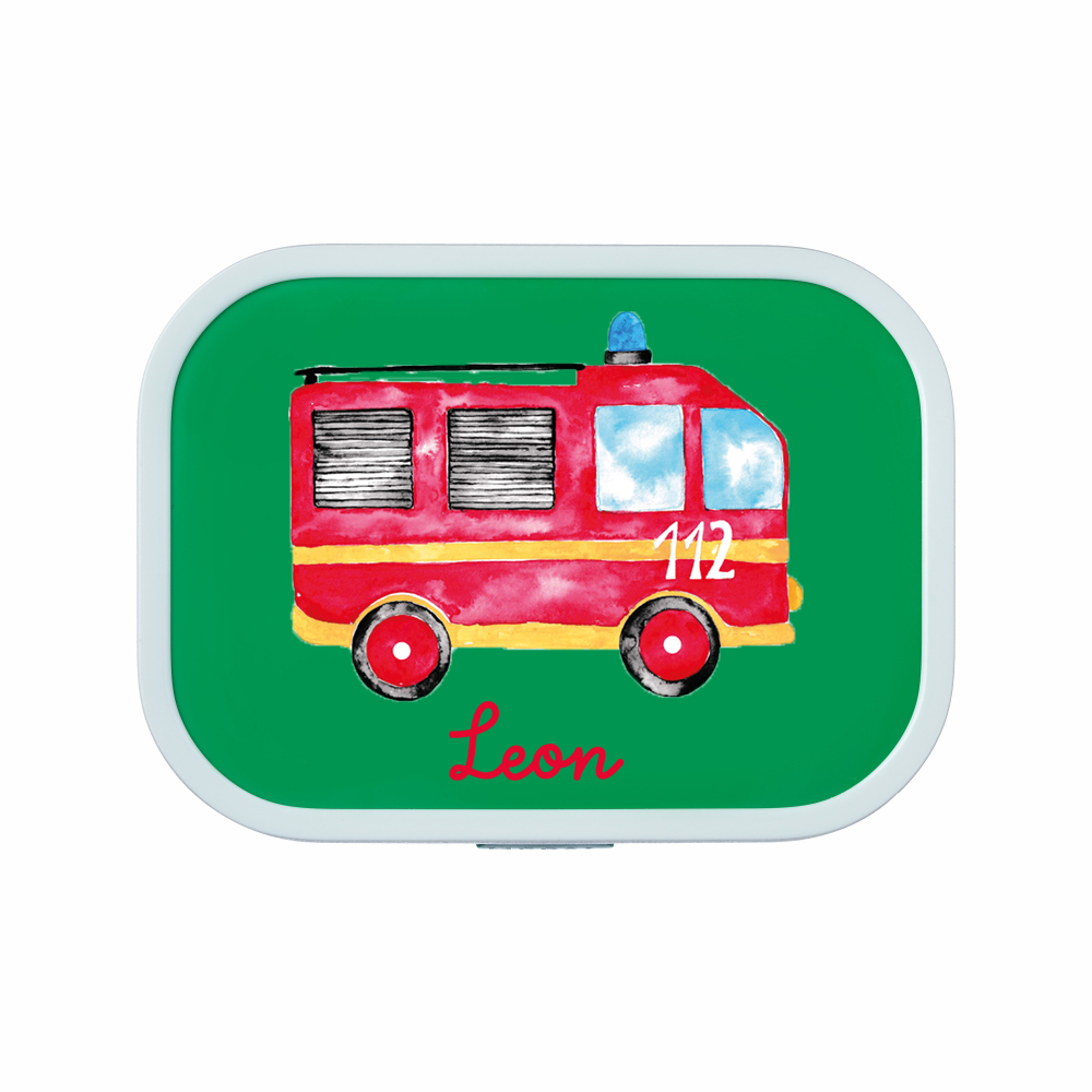 Brotdose für Kinder mit Namen mit Unterteilung Brotdose Feuerwehr 4