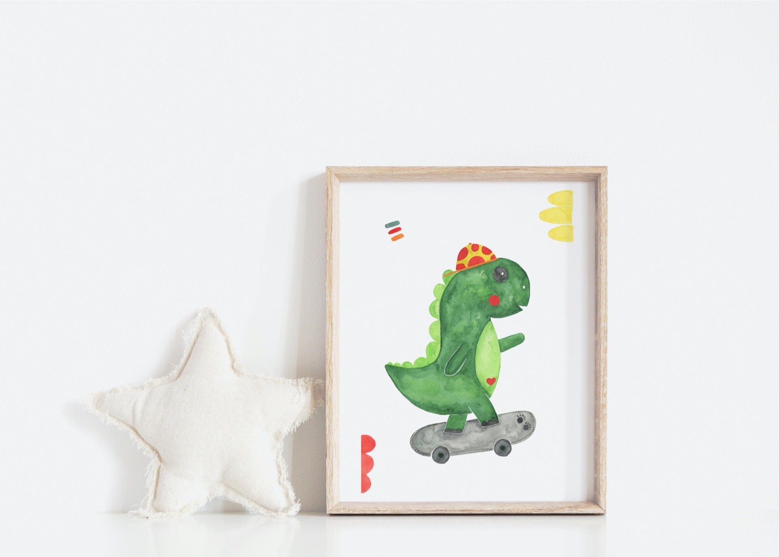 Kinderzimmer Poster Dinosaurier auf dem Skateboard 3
