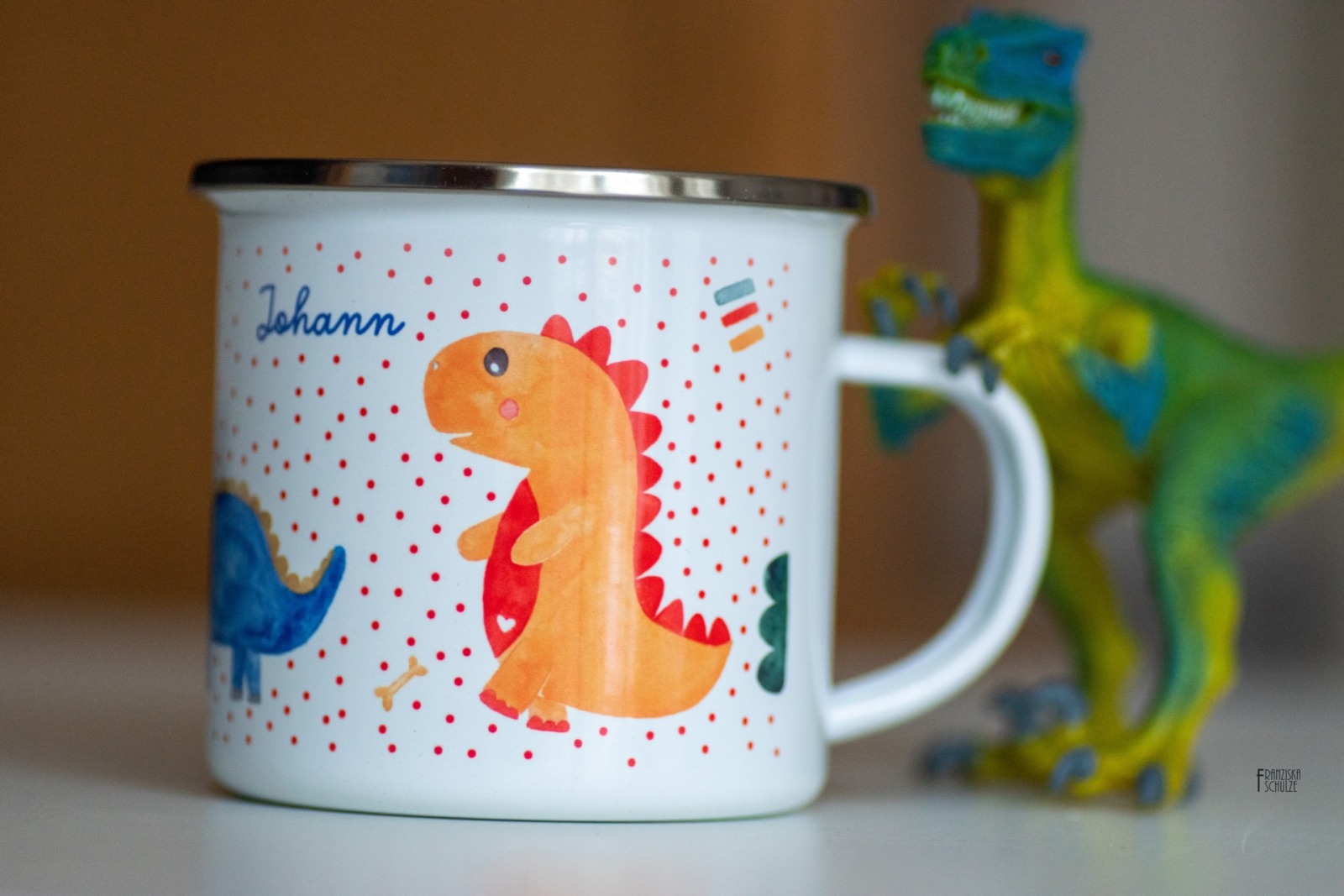 Emailletasse Dinosaurier Kindertasse mit Namen Keramiktasse Kinderbecher mit Namen 10