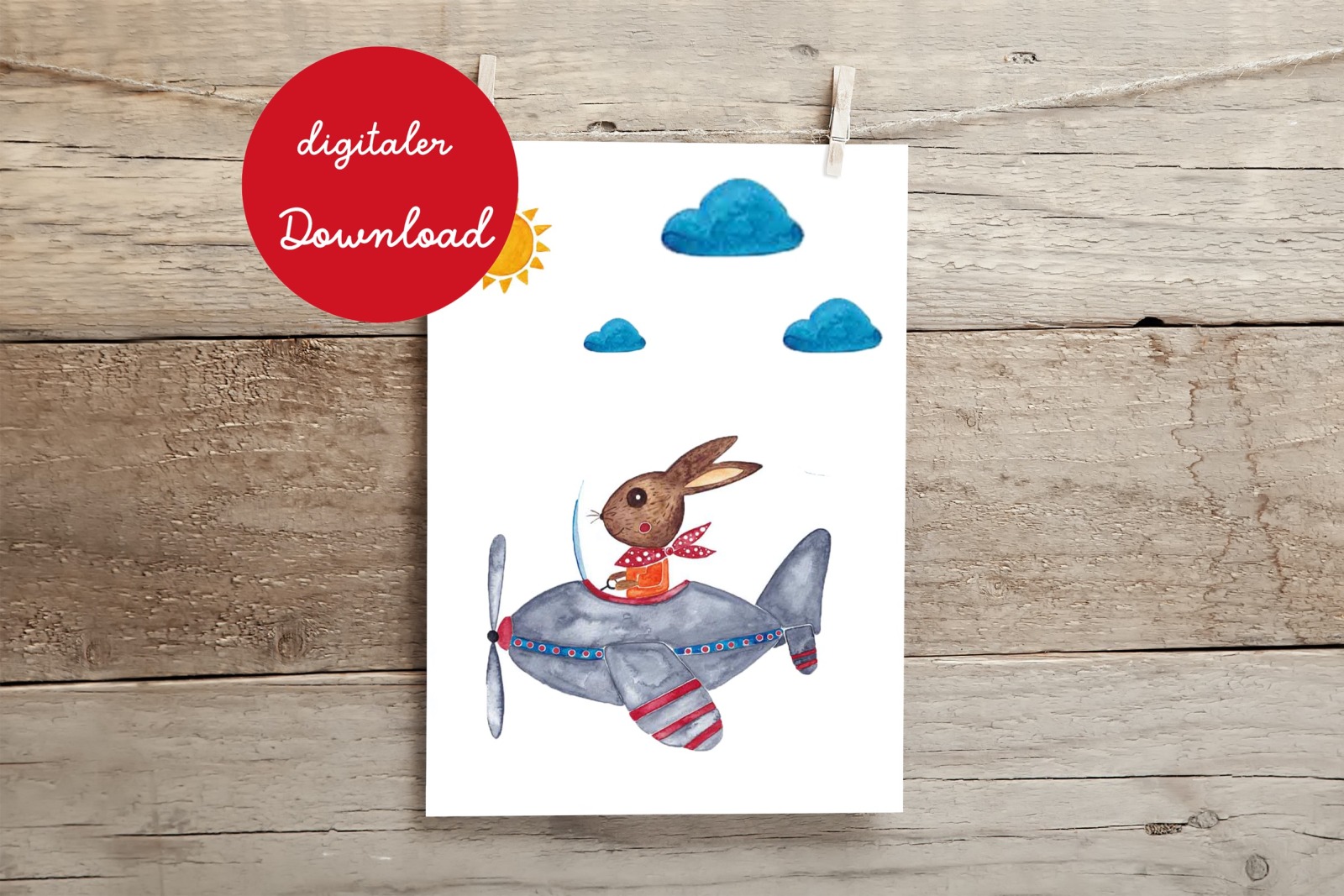 Poster Hase im Flugzeug - digitaler Download 4