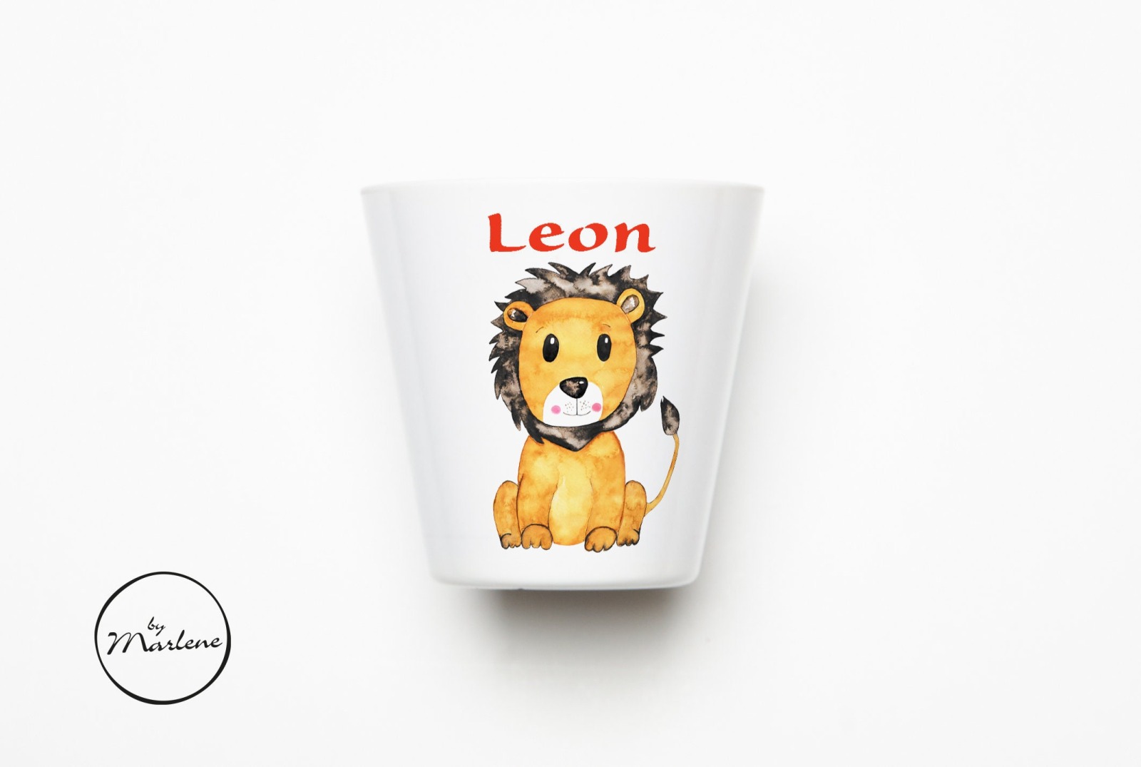Kinderbecher Löwe personalisiert Becher Löwe mit Namen aus Melamin Kindergeschirr personalisiert
