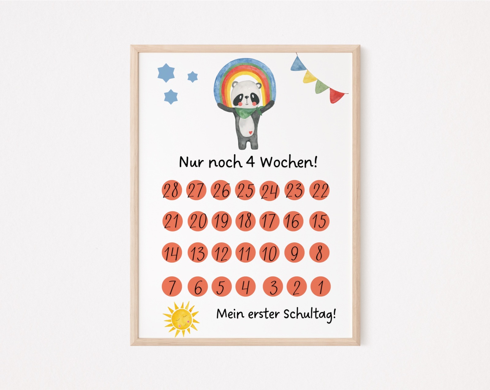 Countdown zur Einschulung Panda mit Regenbogen - digitaler Download 4