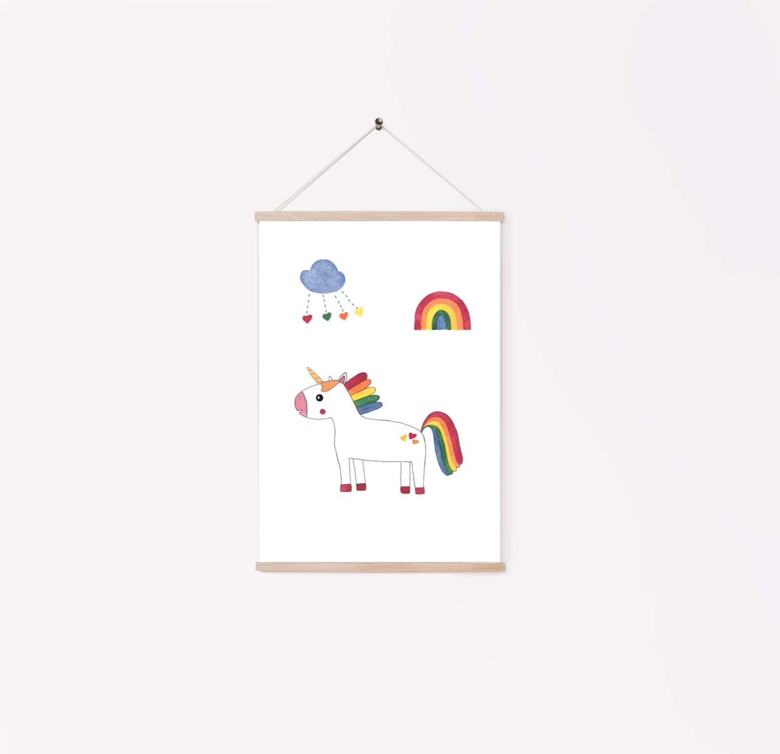 Kinderzimmer Poster Einhorn mit Regenbogen 5