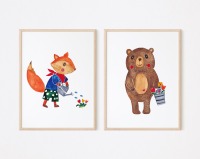 2er Set Poster Bär und Fuchs -digitaler Download