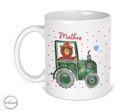 Emailletasse Bär auf dem Traktor Kindertasse mit Namen Keramiktasse Kinderbecher mit Namen 7