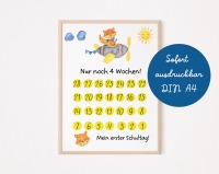 Countdown zur Einschulung Fuchs im Flugzeug - digitaler Download