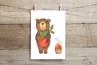 Kinderzimmer Poster Bär mit Apfel 4