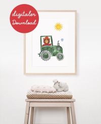 Poster Bär Traktor digitaler Downlaod