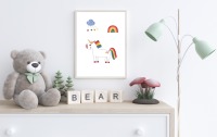 Kinderzimmer Poster Einhorn mit Regenbogen
