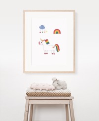 Kinderzimmer Poster Einhorn mit Regenbogen 2